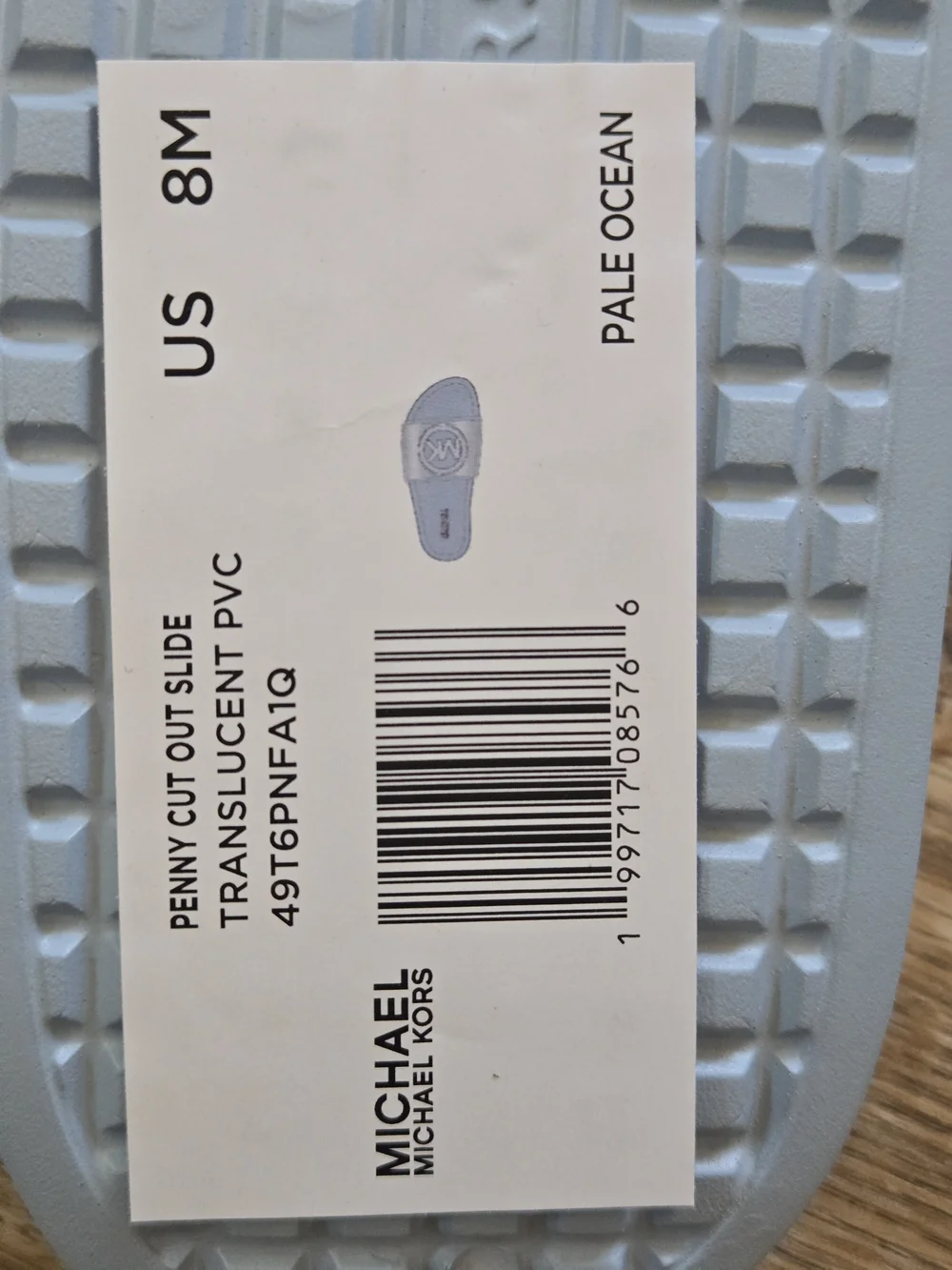 Michael Kors Light Blue Logo Slide Sandals